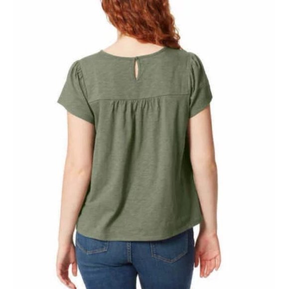 NWT Ella Moss Women's Lace Trim Crew Neck Knit Top Green Size XL $60 Z924 - Picture 2 of 3